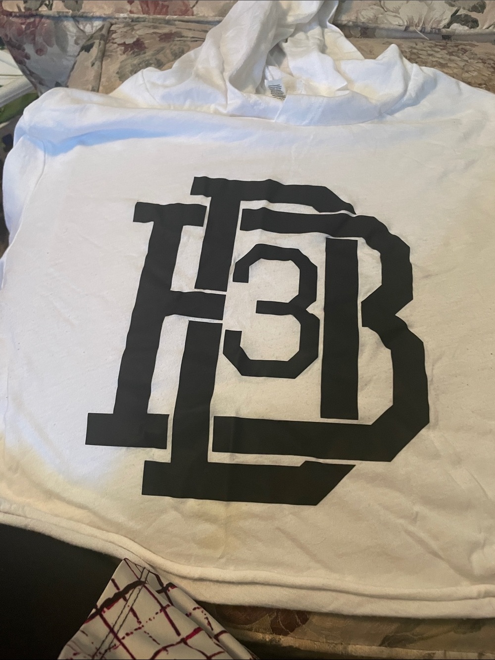 Bella Canvas White hoodie with Black Graphic Logo